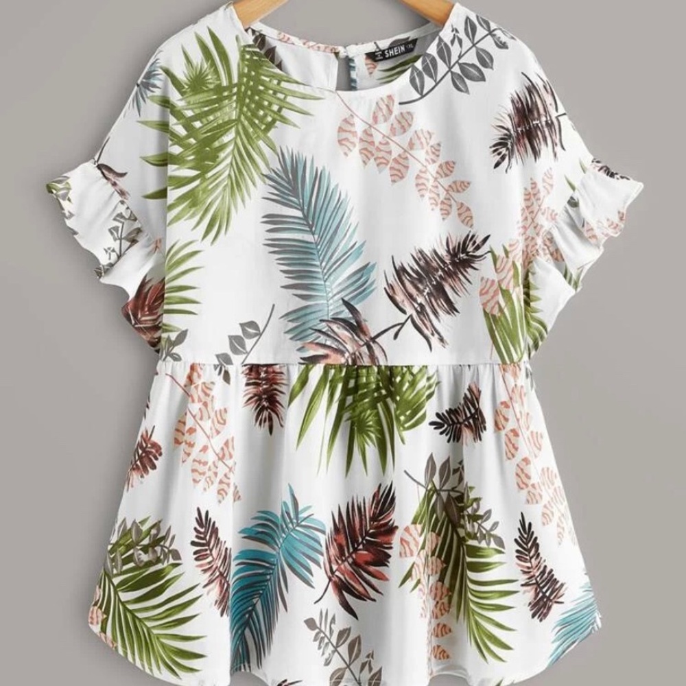 SHEIN Pelpum Top 1X Tropical Print never worn.